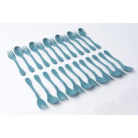 Knork Eco Plant Based 24 Pack Reusable Bamboo Flatware Set (BLUE)
