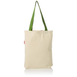 Le Jardin du Lin Bedruckte Einkaufstasche mit Grünen Langen Henkeln, Wiederverwendbare, Tasche, Faltbar, ​Stofftasche, Größe: 34 x 40 Cm