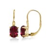 Yellow Gold Flashed Sterling Silver Created Ruby 8x6mm Oval Leverback