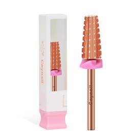 5 in 1 Nail Drill Bit, Tungsten Carbide Multi-Function Bit for Acrylic Nails, Hard Gels, Cuticles Removal, 3/32" Shank, Two-Way Rotation for Left & Right-Handed Use (3XC Grit, Rose Gold)