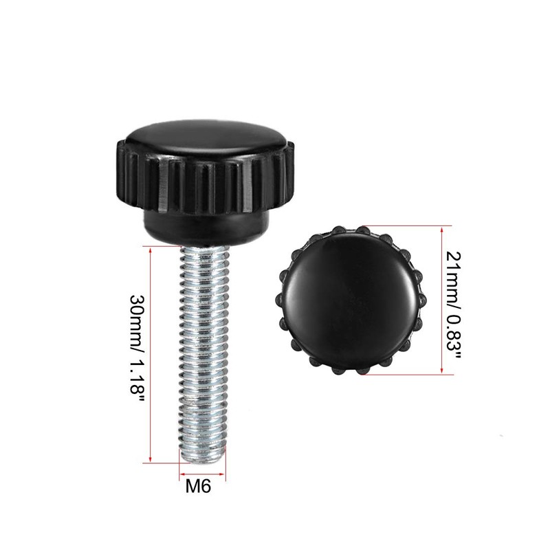 sourcing map M6 x 30mm Metric Male Thread Knurled Clamping