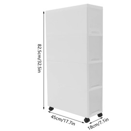 4 Drawers Narrow Slim Storage Cabinet with Wheels,Narrow Plastic Rolling Floor Cabinet with Drawers for Bedroom, Living Room,Small Space