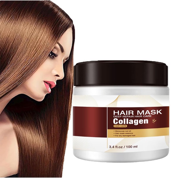 Karseell Collagen Hair Mask, Collagen Hair Treatment, Collagen Mask Hair, Deep Repair Conditioning Argan Oil Collagen Hair Mask, for Dry, Damaged Hair, 100 g (1 Piece)