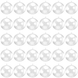MANCHAP 30 PCS 100mm Clear Plastic Open Ornaments Ball, Plastic Fillable Balls, Transparent Decoration Balls Acrylic Fillable Sphere Bauble Xmas Ball for Christmas, DIY, Crafts, Wedding Decor