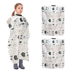Pack of 2 Hairdressing Capes for Children, Children's Haircut Cape, Hair Cutting Capes for Boys and Girls, Waterproof Hair Cutting Cape, Hairdressing Cape with Cartoon Animal Pattern, Shampoo Salon
