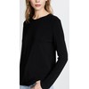 Norma Kamali Women's Kamali Kulture Long Sleeve Crew Top, Black,