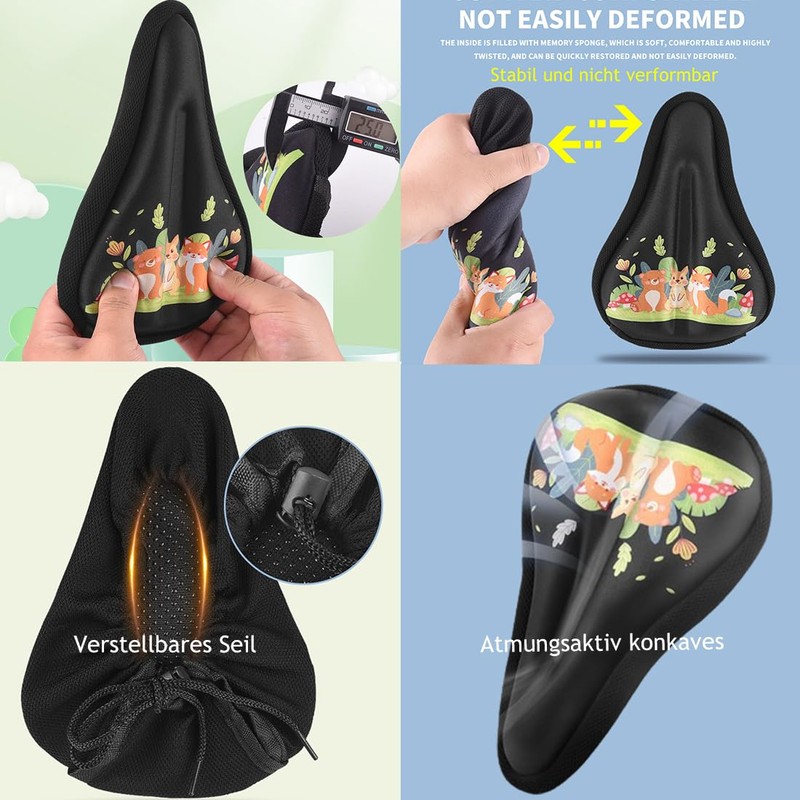 IFUDE Soft children's bicycle saddle with gel seat cushion, stable
