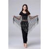 Women Belly Dance Hip Scarf, Sequin Tassels Triangle Tribal Wrap