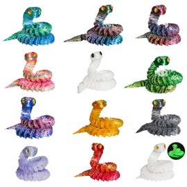 12 Pcs 3D Printed Snake, 12.8 inch Flexible 3D Printed Snake Stuff Decorative for Kids Home Decor Gifts for Valentine's Day Easter Christmas