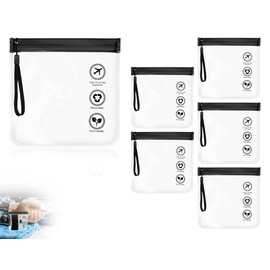 Lhbwhiz Pack of 5 Toiletry Bags, Waterproof Transparent Zip Toiletry Bag, Airport Security Approved Aeroplane Bag, 1 Litre Leak-Proof Travel Toiletry Bag, Cosmetic Bag with Handle (Black), Transparent