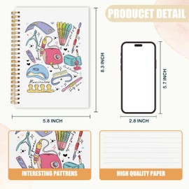 AQYIP Nail Tech Spiral Notebook, Nail Artist Technician Gifts Journal, Beautician Gifts for Women, Manicurist Beauty Gift Notebook for Note Taking, 5.5x8.3 Inch