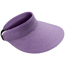MK MATT KEELY Women's Foldable Straw Sun Hat Visor Cap Plain Summer Beach Hat with Wide Brim, purple