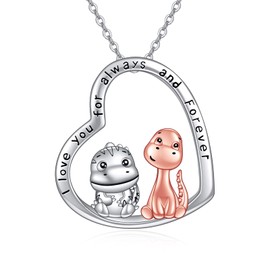 ONEFINITY Dinosaur Necklace 925 Sterling Silver Cute Dinosaur Pendant Dinosaur Jewelry Gifts for Women Girls