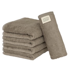 Towel Laboratories Speed Dry 3D #009 Face Towels, Warm Gray, Set of 5, Jointly Planned by Toray, Water Absorption, Quick Drying, Durable, Wash-Resistant, Fluff Free, Energy Saving, Sustainable (5