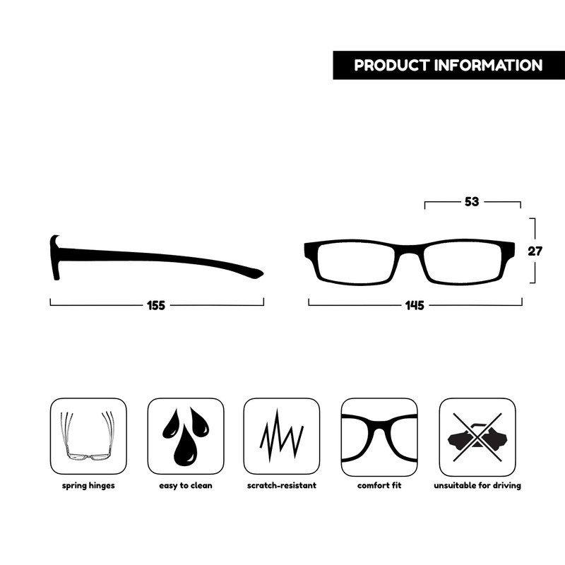 UV Reader Schwarz Leuchtend Grünen Nacken-Lesebrille Herren Frauen UVR021 +1,00