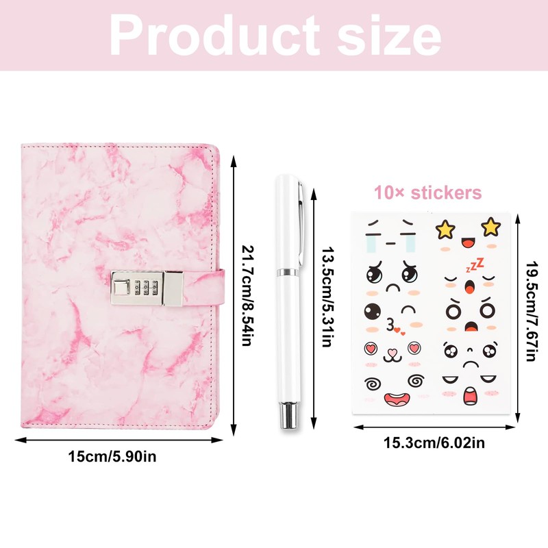 BDHYYM Diary with Lock for Girls, Diary Notebook with Pen