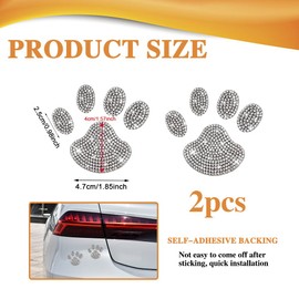 WINUERK 4PCS Bling Dog Paw Car Decal, Crystal Rhinestone Dog Paw Print Stickers, Bumper Sticker Window Laptop Tumbler Decal, 4" x 6" Bling Car Exterior Accessories Univesal for Most Models