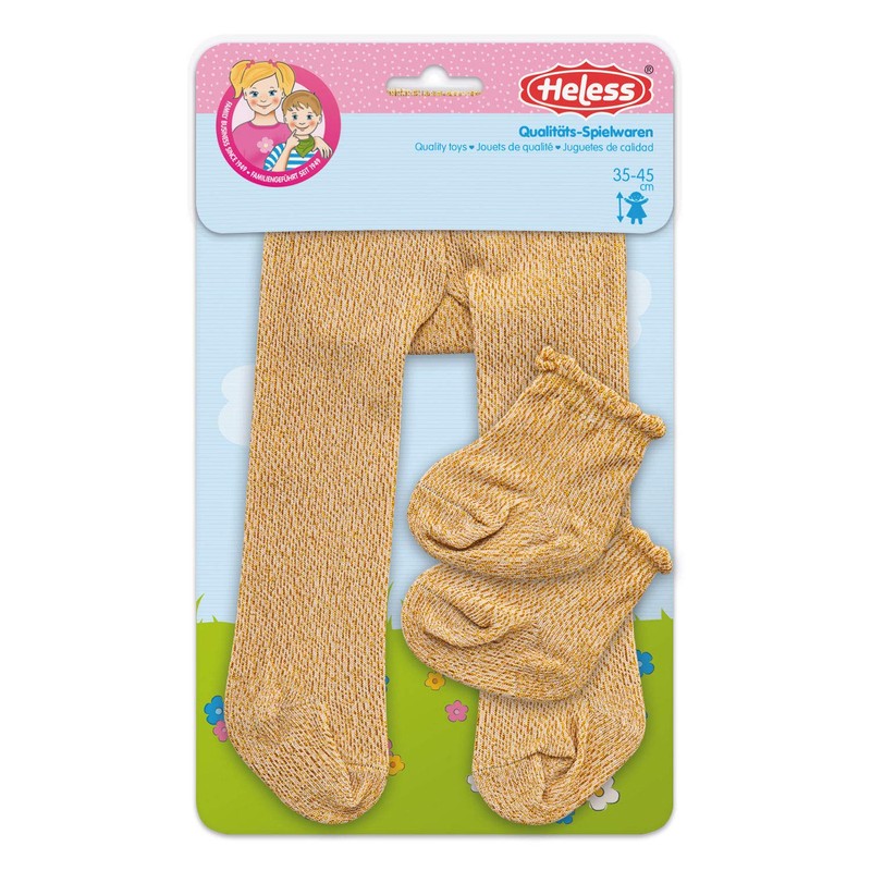 Heless 476 - Tights with Socks for Dolls, Gold, Size