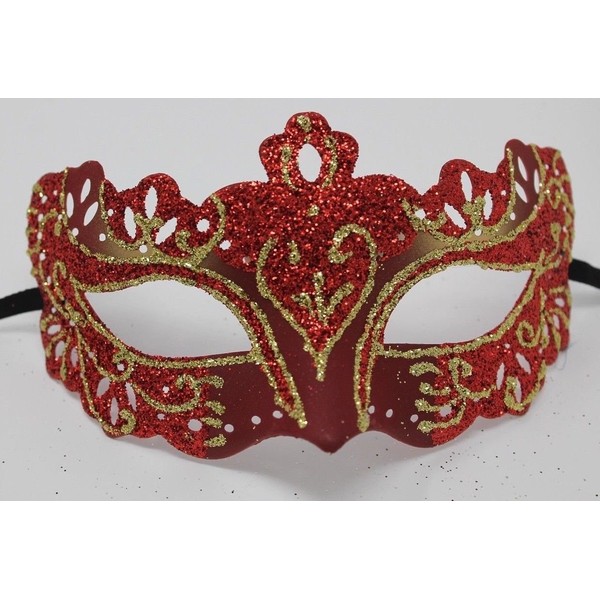 LADIES SPARKLING RED AND GOLD RIALTO VENETIAN MASQUERADE CARNIVAL PARTY
