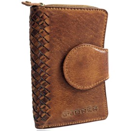 J JONES JENNIFER JONES Ladies Genuine Leather Wallet - Purse with Braided Leather, Style 2, Classic