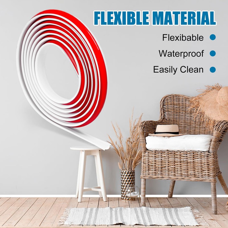 YESSZ Flexible Molding Trim,White Self Adhesive Wall Trim Mini Peel