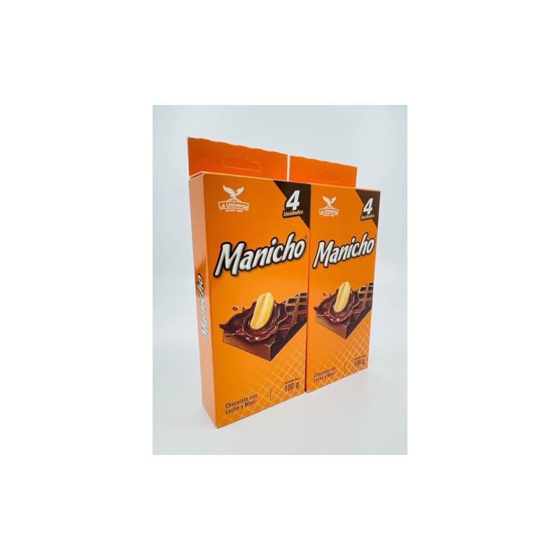 Manicho Chocolate con leche y mani 100g/3.5oz - 4 unidades