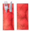 30 Cutlery Bags with Napkin Red Marbled 20 cm