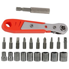 Mini Right Angle Screwdriver Set, Right Angle Phillips Magnetic with 36-Tooth Ratchet, 1/4" Stubby Ratchet Wrench with 20 Bits, Reversible Angled Magnetic Driver for Tight Spaces