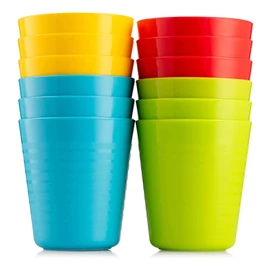 Set of 24 Plastic Cups - 250ml Drinking Cups -Plastic Cups Reusable - Dishwasher Safe - BPA-Free Cups for Everyone Bright Colored - Unbreakable Cups PC250-Rainow