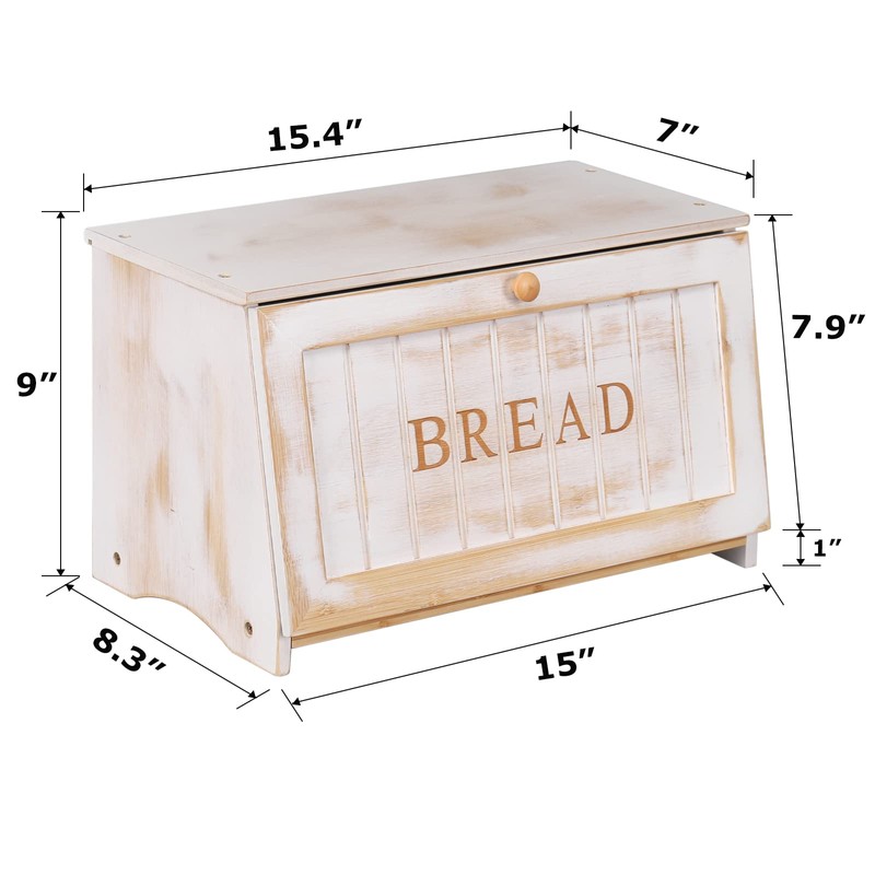 HOMEKOKO Vintage Large Wood Bread Box for Kitchen Counter, Retro