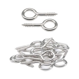 IMScrews 20Pcs #10 x 1-3/4" (1.75 Inch) Screw Eyes Eyelet Screws Lag Eyebolt Heavy Duty Hook for Wood 304 Stainless Steel