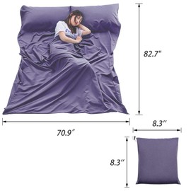Sleeping Bag Liner Lightweight Compact Sleeping Bag Sack Portable Clean Travel Sheet with Zippered Opening for The Feet Camping Sleep Sheet for Backpacking Hotel& Hiking (Grey Blue, 82.7" X 45.3”)
