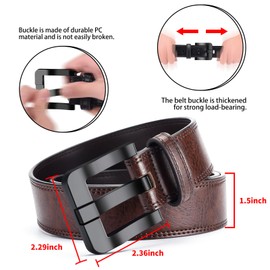 MACBORO TSA Approved Non Metal Nickel Free Belt Plastic Brown Leather Belts for Men with Hypoallergenic Belt Buckles
