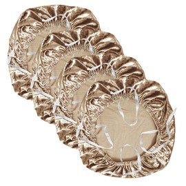 Yikko Velvet Seat Cushion Covers for 15-19 Inch Office Computer Chairs with Straps Washable Slipcover Protector Decoration for Home Dining Room Bar Wedding Party (4, Gold)