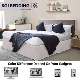 SGI Bedding 12 inch Drop Bed Skirt King Size - Platform Style with Secure Fit, Classic Tailored Look, Elegant Pleated Style Dust Ruffle, Split Corners, Wrinkle Resistant Microfiber - Warm Grey