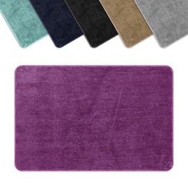 Vinsani Bath Mat Non Slip Bathroom Mat Thickened Fluffy Microfiber Machine Washable Shower Rug Ultra Soft Water Absorbent For Home Bathroom Kitchen – Purple (60 x 90cm)
