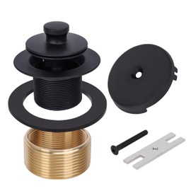 PRIMSOPH Lift Turn Tub Drain Trim Kit with One Hole Overflow Faceplate Conversion Kit Assembly Universal Fine Coarse Thread Replacement Matte Black