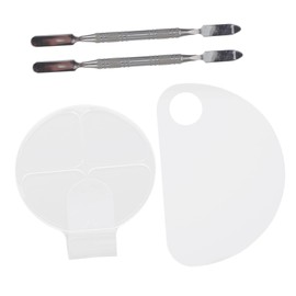 Baluue 2pcs Acrylic Palette Pallet Spatula Puff Cuticle Manicure Make Scrunchies for Women Nail File Electric Lids Cups Mixer Kit Mixing Plate Palettes Paint Trays Stainless Steel