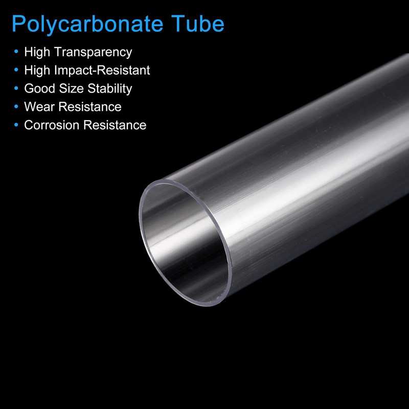 sourcing map Plastic Pipe Rigid Polycarbonate Round Tube Clear 1.2