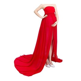 Pregnant women's photography clothing. pregnancy maternity gown, split front photo shoot dress, maternity photography clothing, maxi maternity dress, maternity dress - red
