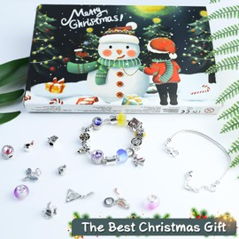 Christmas Advent Calendar 2024 for Girls and Boys With 24 Days Unique Gift Christmas Countdown Calendar Blind Box DIY Creative Charm Pendant Bracelet
