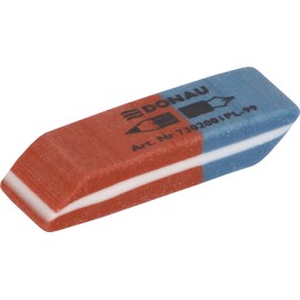 DONAU 7302001PL-99 Eraser / Pack of 80 / Colour: Blue/Red / Eraser for Pencils and Ballpoint Pens / Made of High-Quality Rubber / Can be Used on Both Sides / 40 x 14 x 8 mm