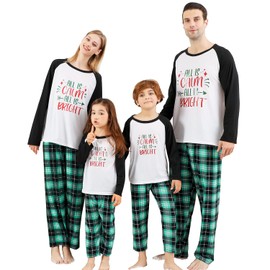 ANGELGGH Family Pajamas Matching Sets, Cute Christmas Printed 2 Piece Sleepwear, Holiday PJs Jammies for Couples/Women/Men (Women, M, All Calm)