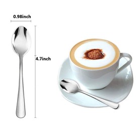Demitasse Espresso Spoon Set of 6, Mini Coffee Spoons, 18/10 Stainless Steel Small Spoons for Desserts, Tea, Appetizers