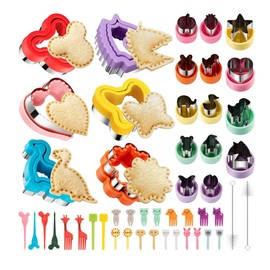 U Chef Set de 48 Cortadores para Sándwich, Moldes y Selladores, Cortadores de Galletas, Frutas y Verduras, Figuras Divertidas para Almuerzos Infantiles.