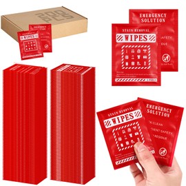 Timgle 200 Pcs Stain Remover Wipes Individual Wrapped Wipes Stain Remover Mini for Clothes Fabric Laundry Carpet Messy Eater Car Seat Upholster Clean (Red)