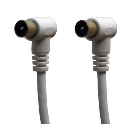 electrosmart 5m Male Coax Plug to Male Coax Plug TV Aerial Cable with 90 Degree Right Angled Connectors - Length: 5m – Colour: White