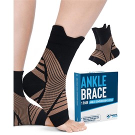 Doctor's Select Copper Ankle Compression Sleeve - Ankle Sleeve Compression Support, Arch Support Socks, Ankle Brace for Men, Compression Ankle Brace, Black with Copper