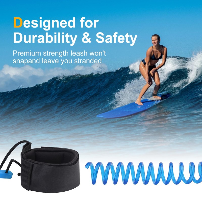 FLOWERUN Surf Leash 5 mm for SUP, Foot Strap for