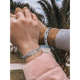 Richsteel Adjustable Cuban Bracelet for Men – 316L Steel Infinity Knot, Corrosion-Resistant & Comfort Wear